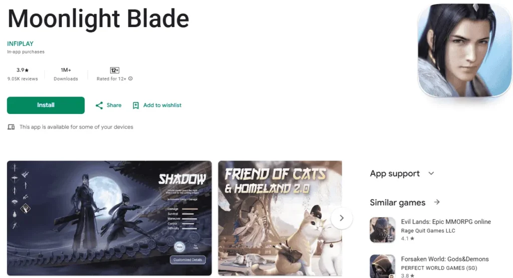 Moonlight blade Android game