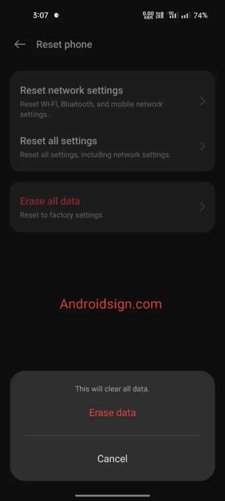 This image shows how to reset your Android phone