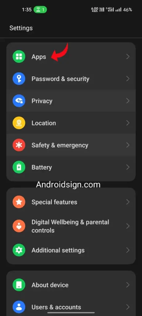 Open apps to uninstall or disable apps
