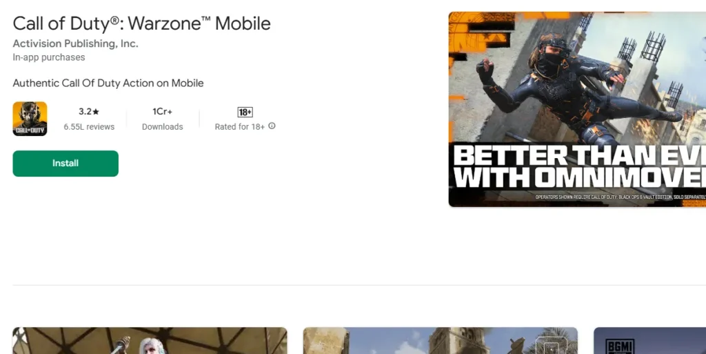 This image is showing Call of duty warzone mobile installing page