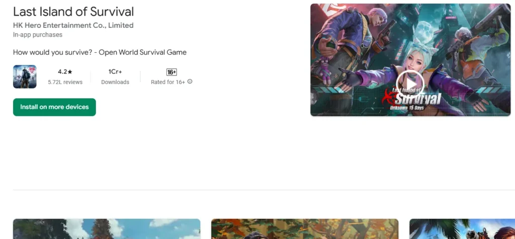 This image shows last island of survival game downloading page
