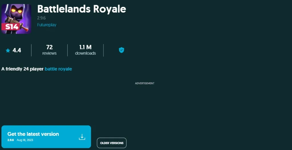 This image shows battlelands royale game download interface