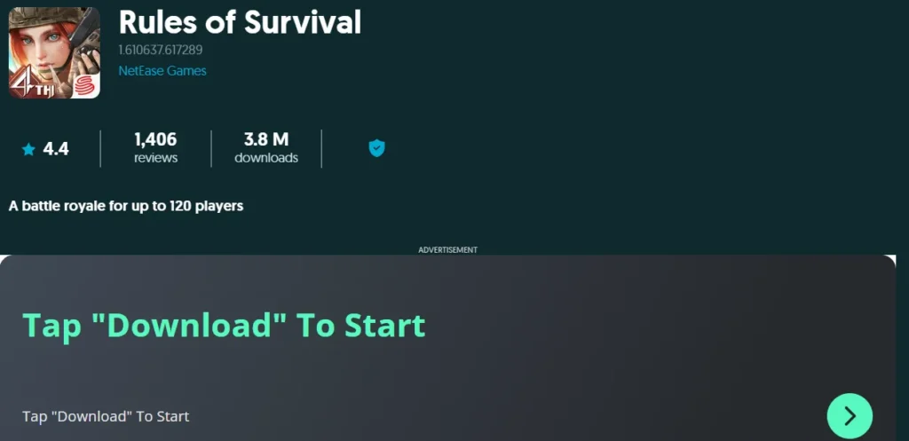 This image shows Rules of Survival Interface