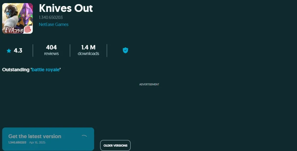 This image shows Knives out game image