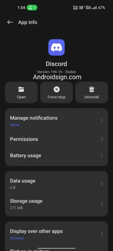 Click on uninstall button to remove the app from your Android 