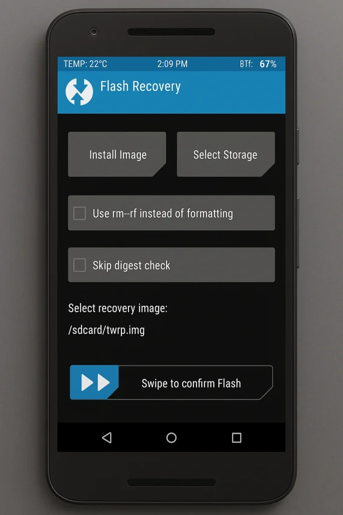 This image is the interface of TWRP flash recovery